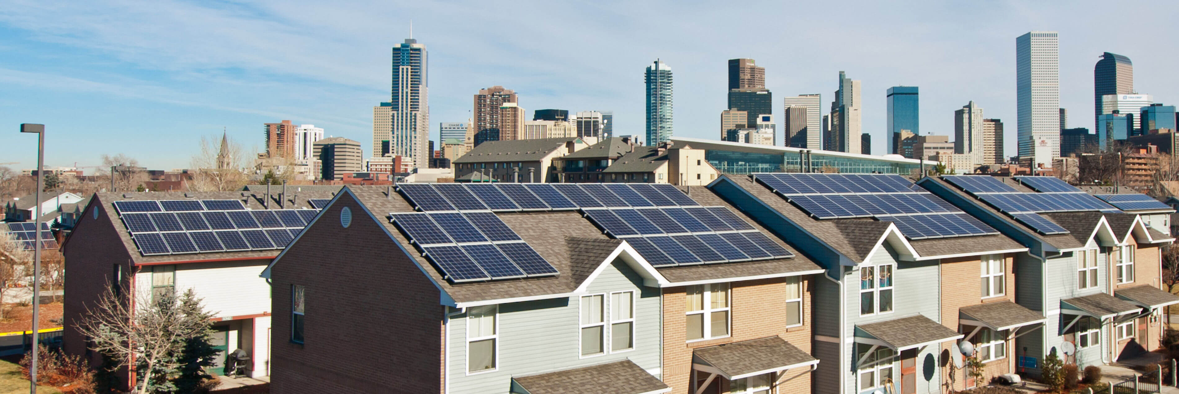 Houses with solar panels on the roof